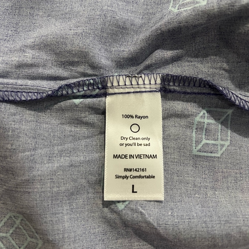 LuLaRoe Blue Geometric Print Button Down Shirt - Picture 7 of 8